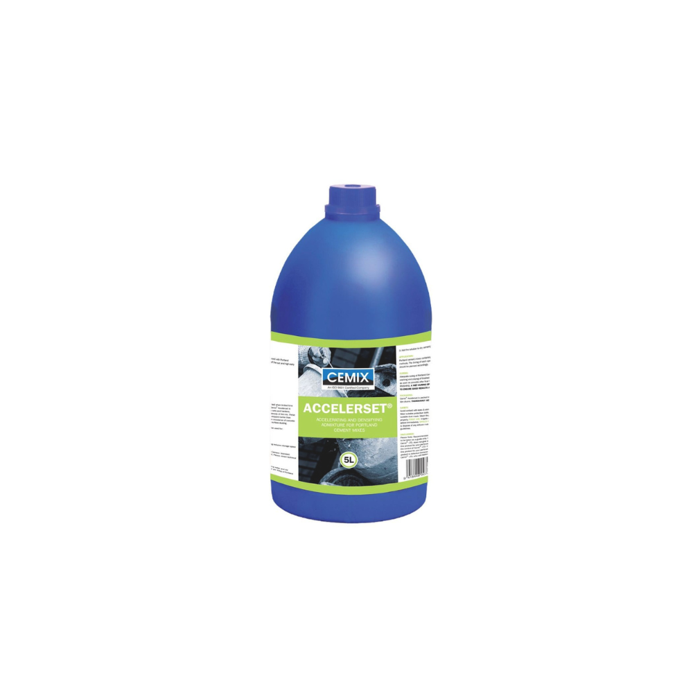 Blue bottle  of Cemix product with a label on a white background