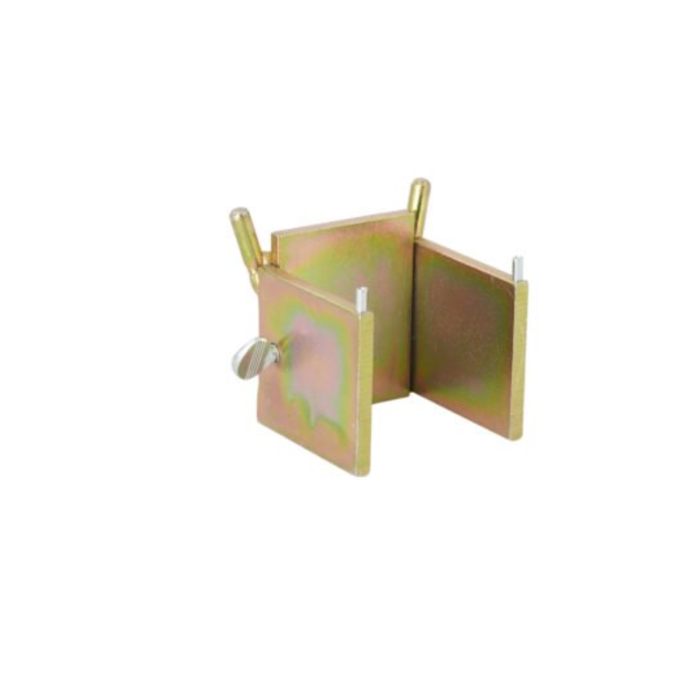 Metal bracket with 3 sides, for bricklaying on a white background